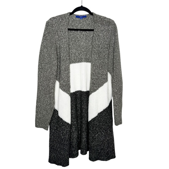 APT. 9 / black white gray colorblock duster sweater cardigan / L - Picture 1 of 8